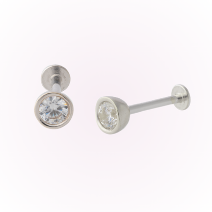 Bisel minimalista en oro blanco – Tornillo plano sin rosca