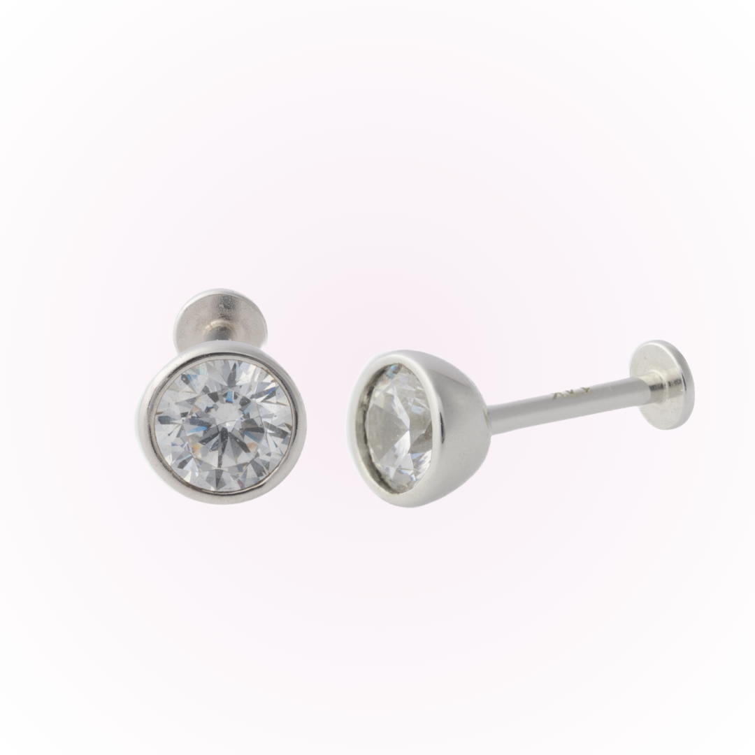 Bisel minimalista en oro blanco – Tornillo plano sin rosca