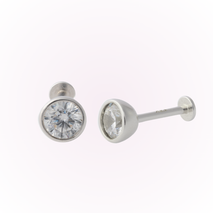 Bisel minimalista en oro blanco – Tornillo plano sin rosca