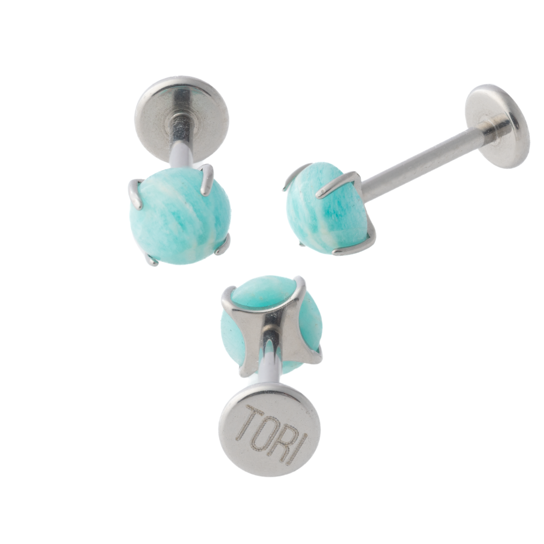 Amazonite (Titanium) - Single Earring