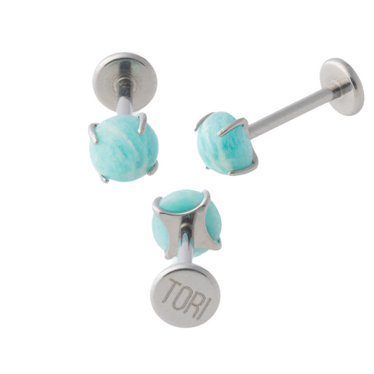 Amazonite (Titanium) - Single Earring