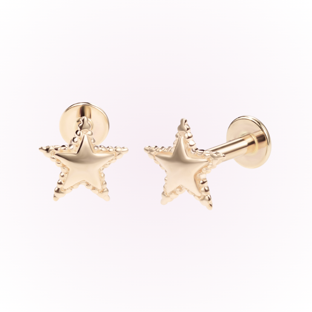 Estrella - Stud plano sin rosca