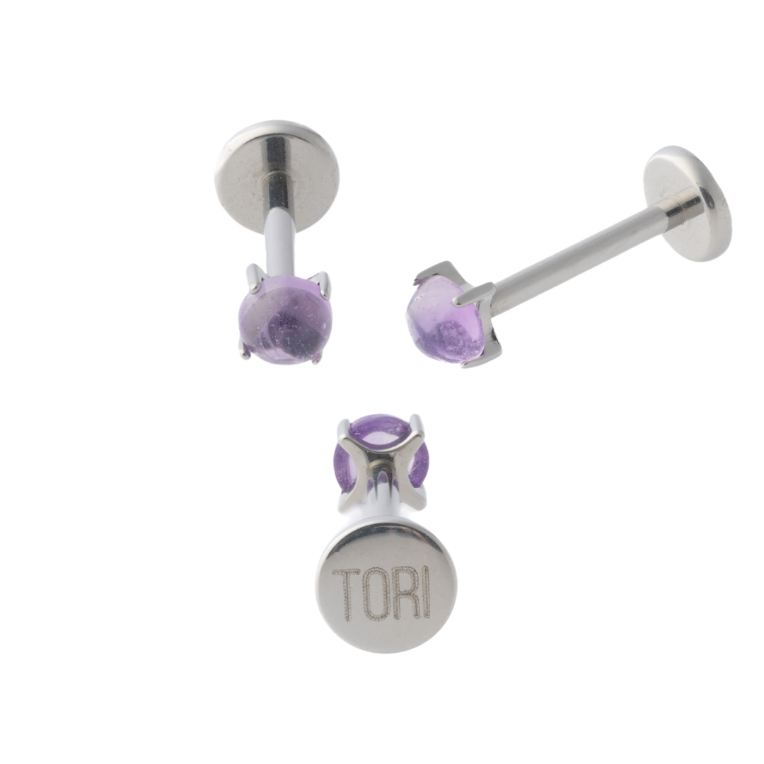 Amethyst (Titanium) - Single Earring