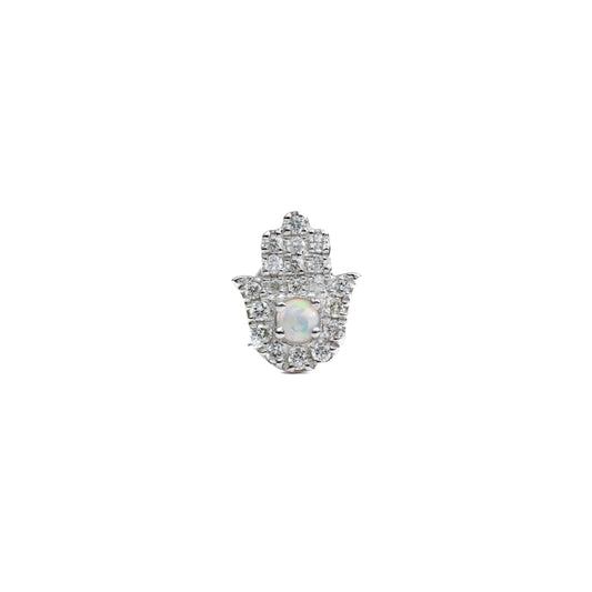 Protection in White Gold - Diamond Threaded Flatback Stud