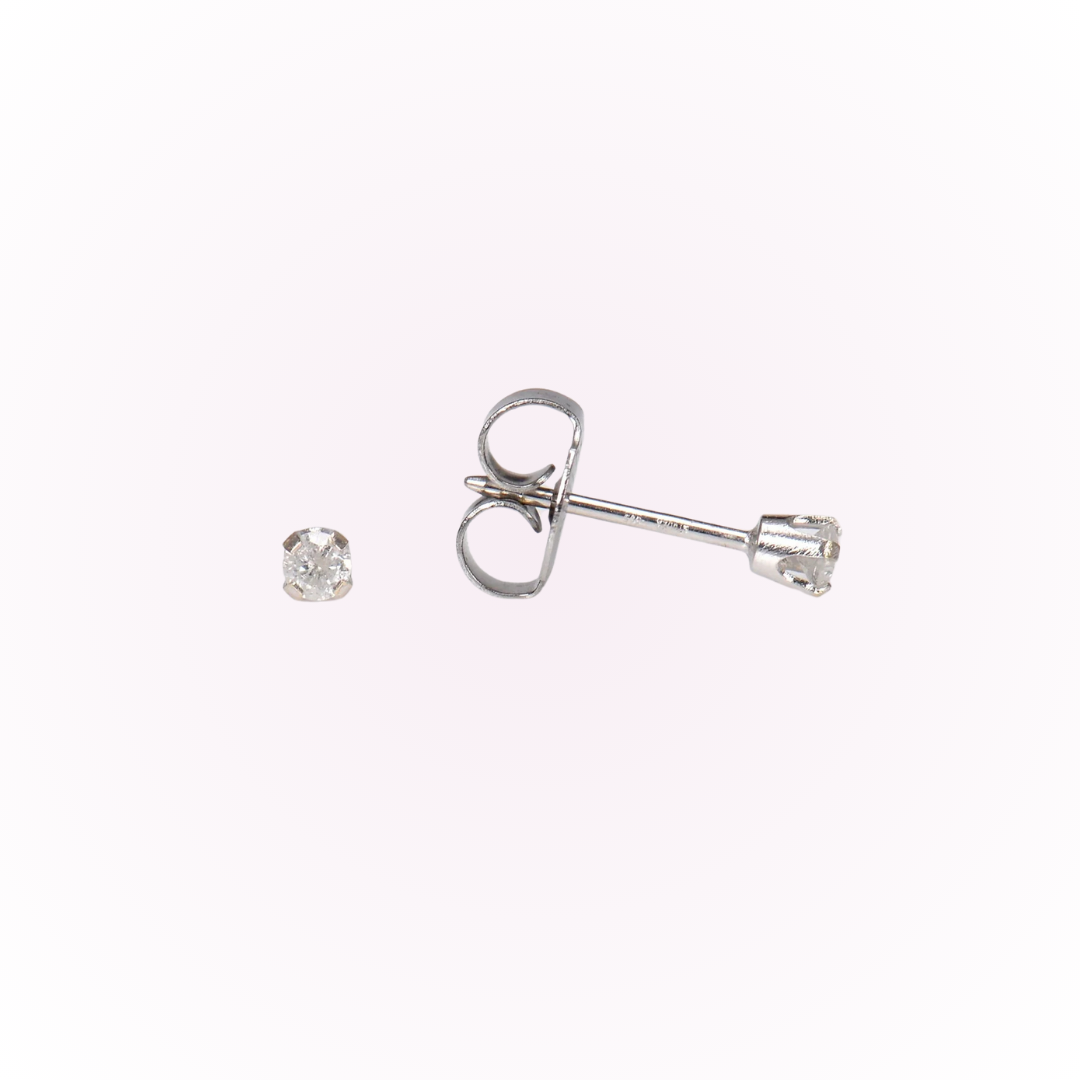 14k White Gold Prong Set 8 Point Genuine Diamond Studs