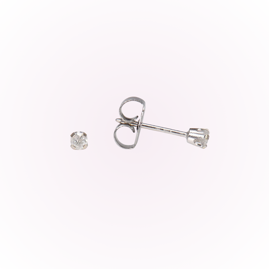 14k White Gold Prong Set 8 Point Genuine Diamond Studs