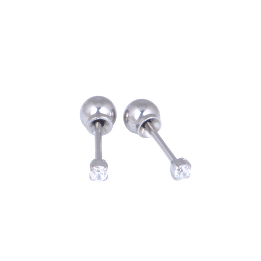 2mm Prong Set Clear Cubic Zirconia White Gold Stud