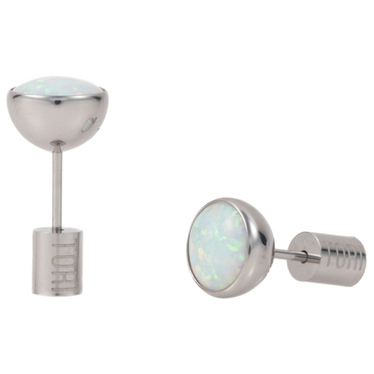"Mikaela" Opal in Stainless Steel – Sold as a Pair or Individually