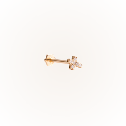 Mercy in Yellow Gold - Diamond Threaded Flatback Stud