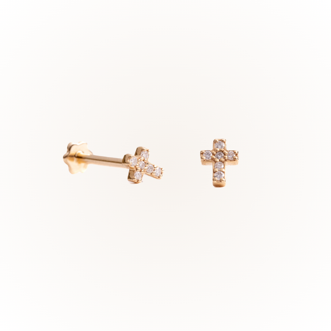 Mercy in Yellow Gold - Diamond Threaded Flatback Stud