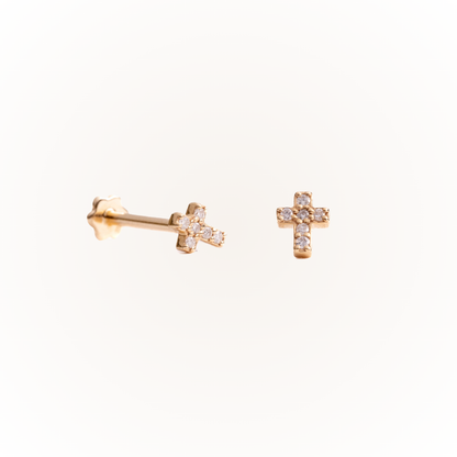 Mercy in Yellow Gold - Diamond Threaded Flatback Stud