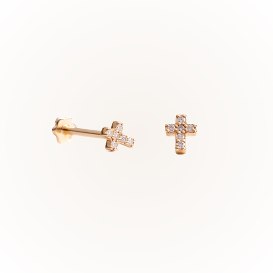 Mercy in Yellow Gold - Diamond Threaded Flatback Stud
