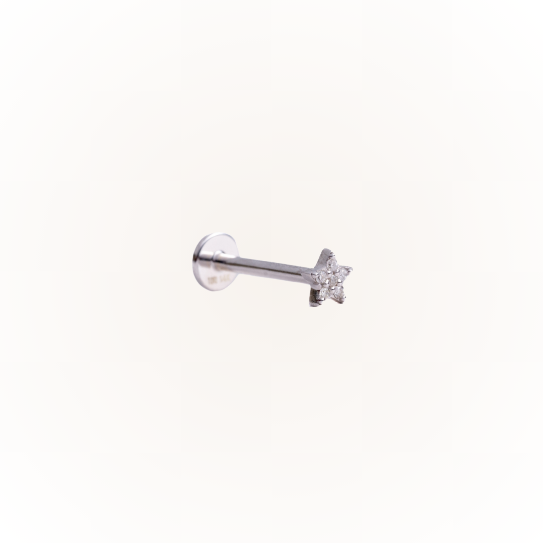 Guidance in White Gold - Diamond Threaded Flatback Stud