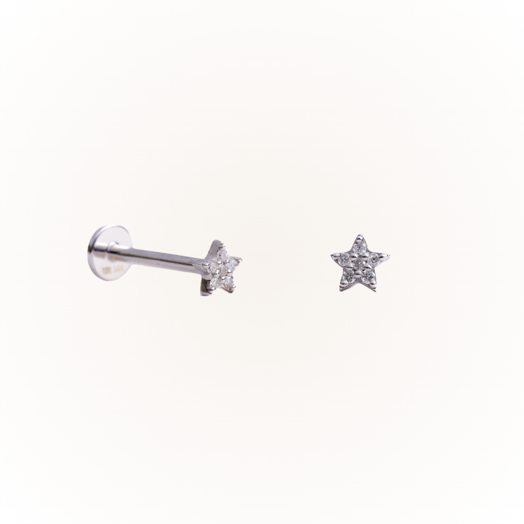 Guidance in White Gold - Diamond Threaded Flatback Stud