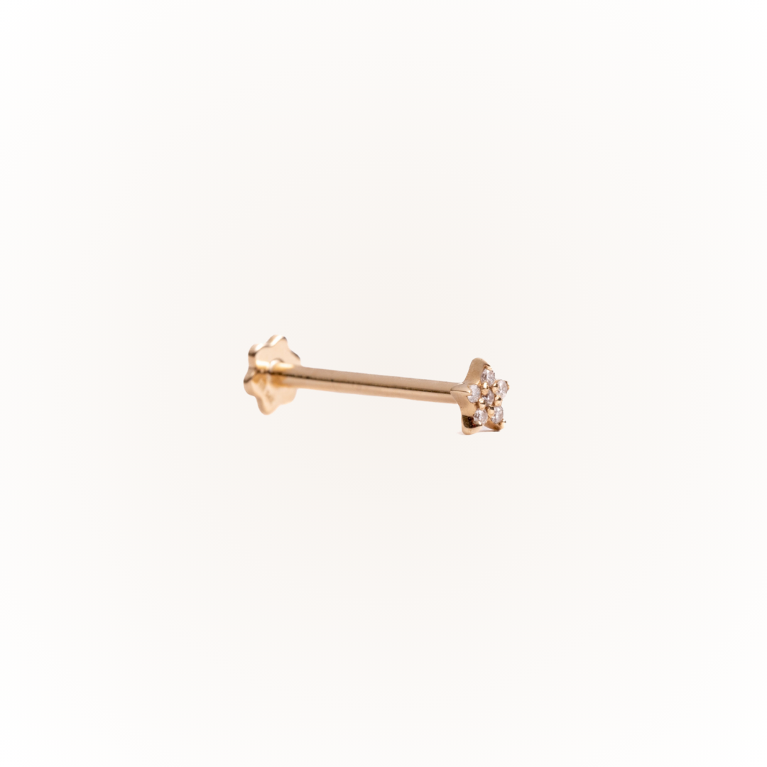 Guidance in Yellow Gold - Diamond Threaded Flatback Stud