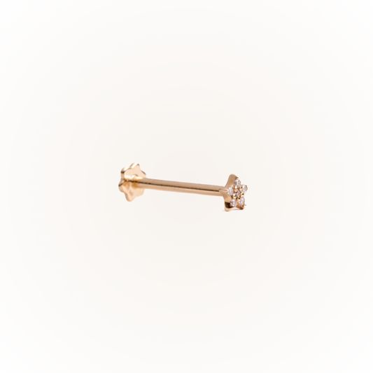 Guidance in Yellow Gold - Diamond Threaded Flatback Stud