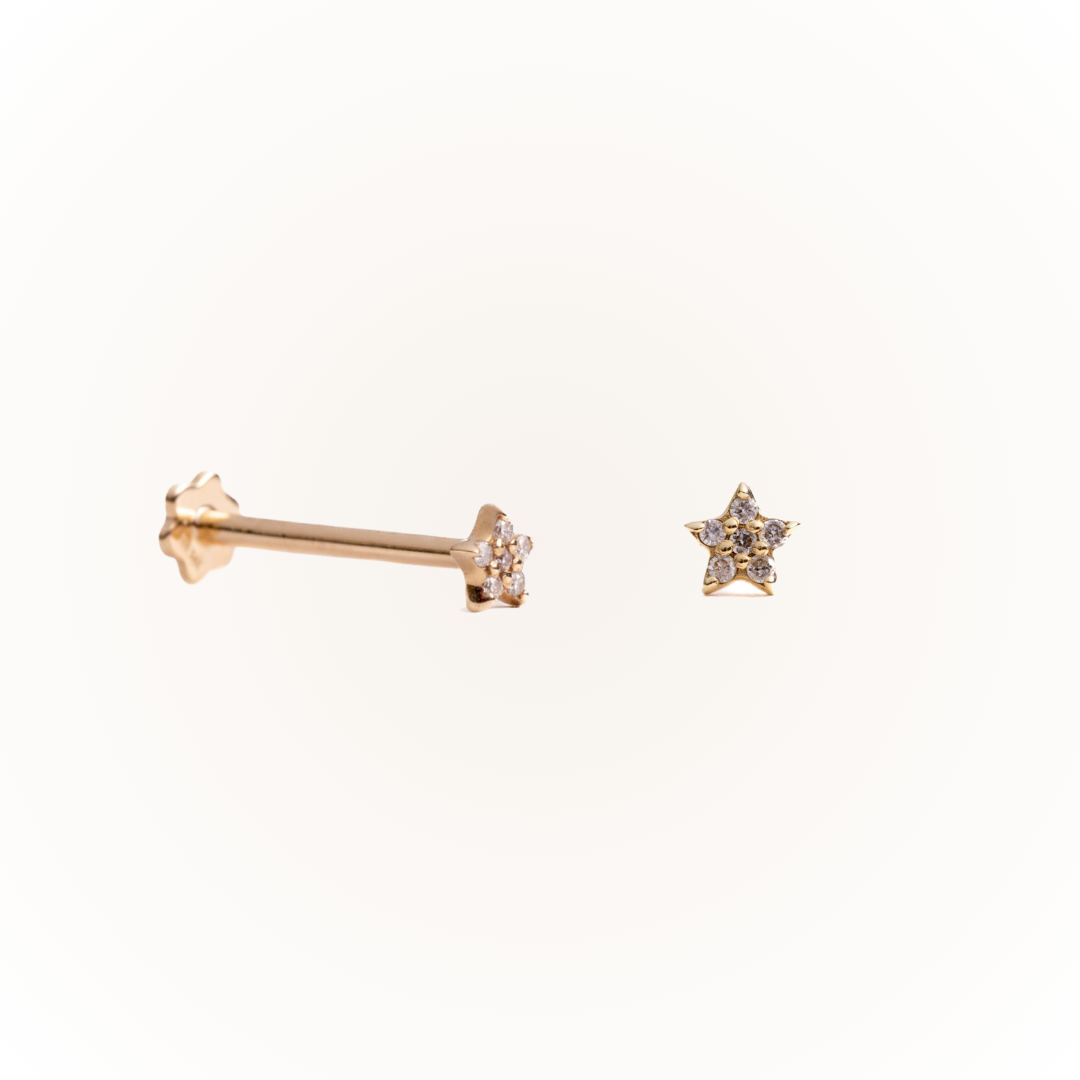 Guidance in Yellow Gold - Diamond Threaded Flatback Stud