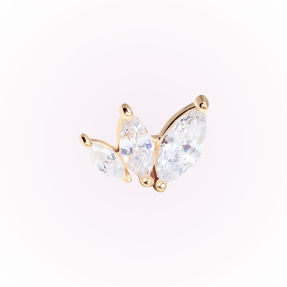 Gilded Petals – Marquise Curve Cubic Zirconia Threadless Flat Back Stud