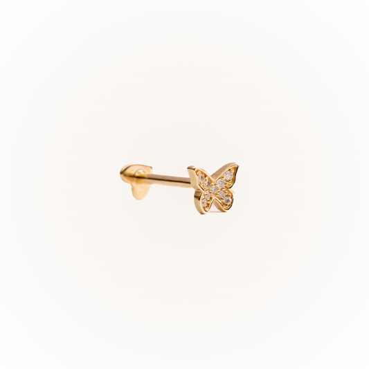 Metamorphosis in Yellow Gold - Diamond Threaded Flatback Stud