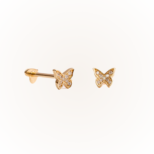 Metamorphosis in Yellow Gold - Diamond Threaded Flatback Stud