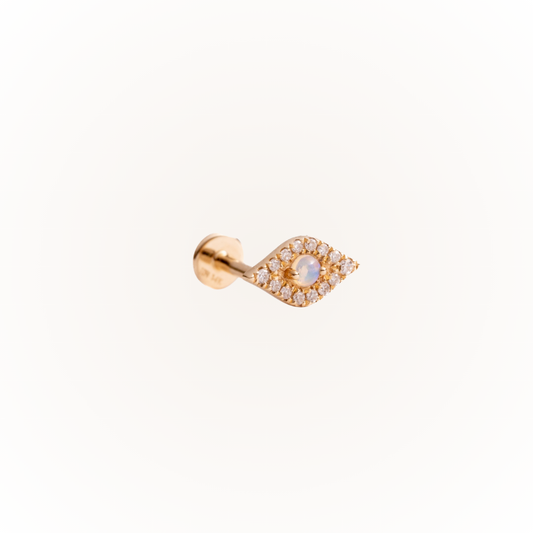 Beware in Yellow Gold - Diamond Threaded Flatback Stud