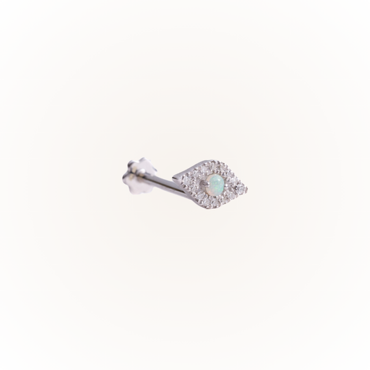 Beware in White Gold - Diamond Threaded Flatback Stud