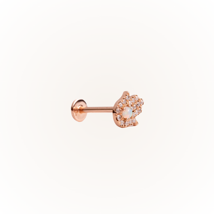 Protección en oro rosa - Pendiente de rosca plana con diamante