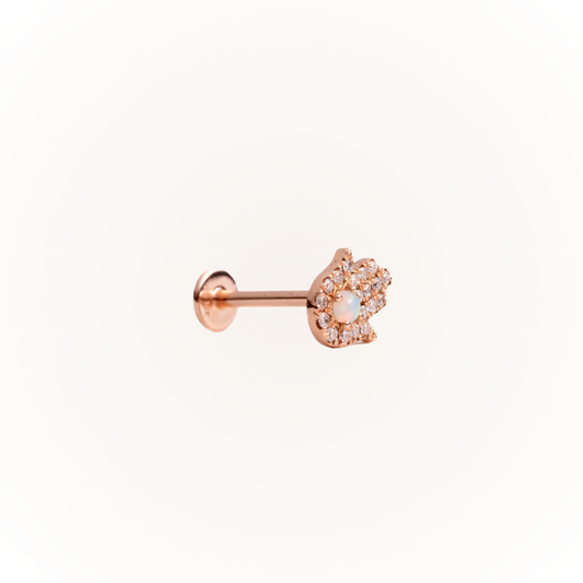 Protección en oro rosa - Pendiente de rosca plana con diamante