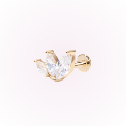 Gilded Petals – Marquise Curve Cubic Zirconia Threadless Flat Back Stud