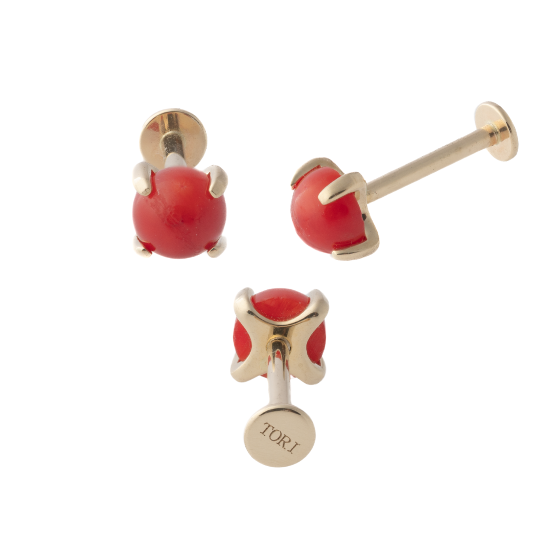 Red Coral (14k) - Single Earring