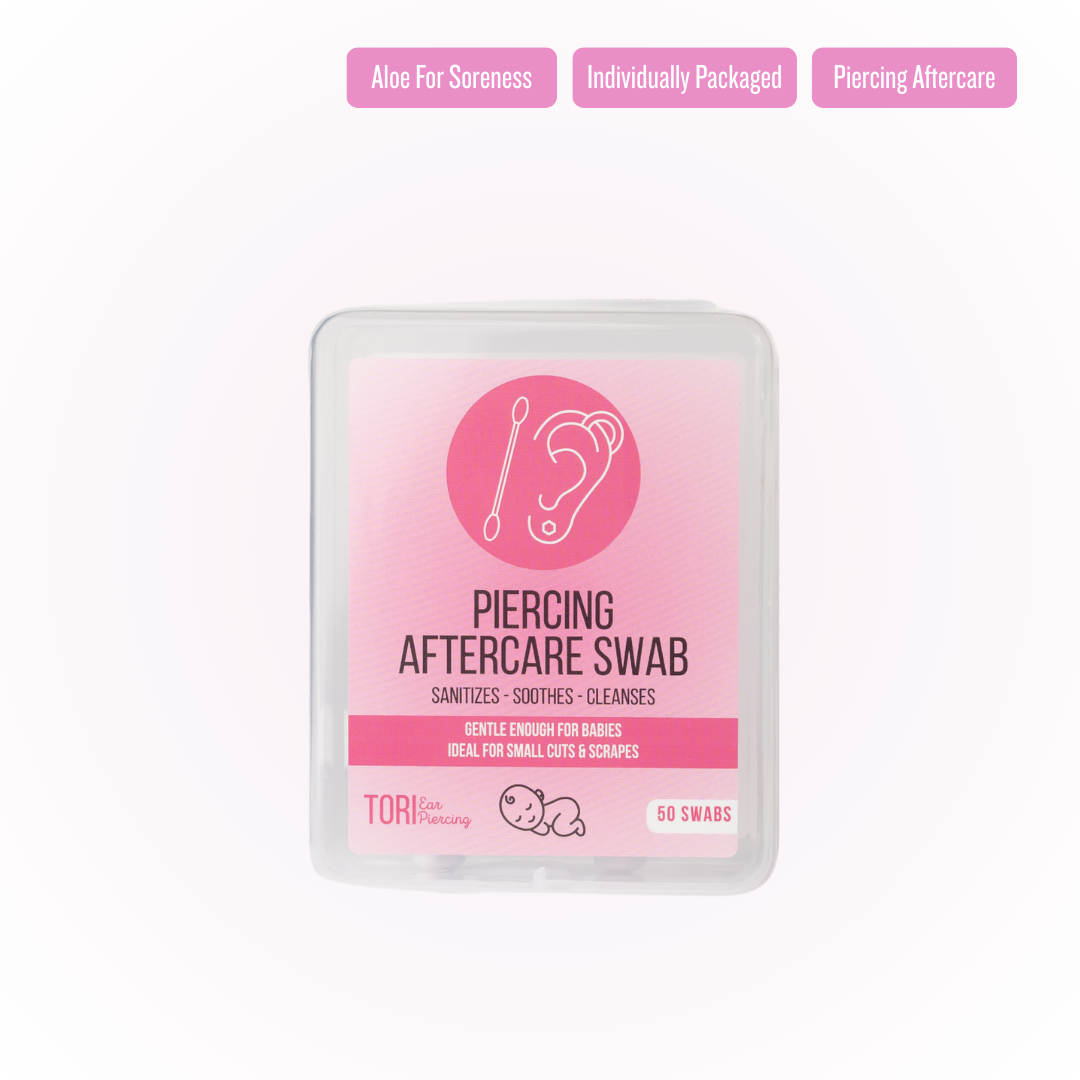 Hisopos de algodón con solución salina para perforación de orejas Tori