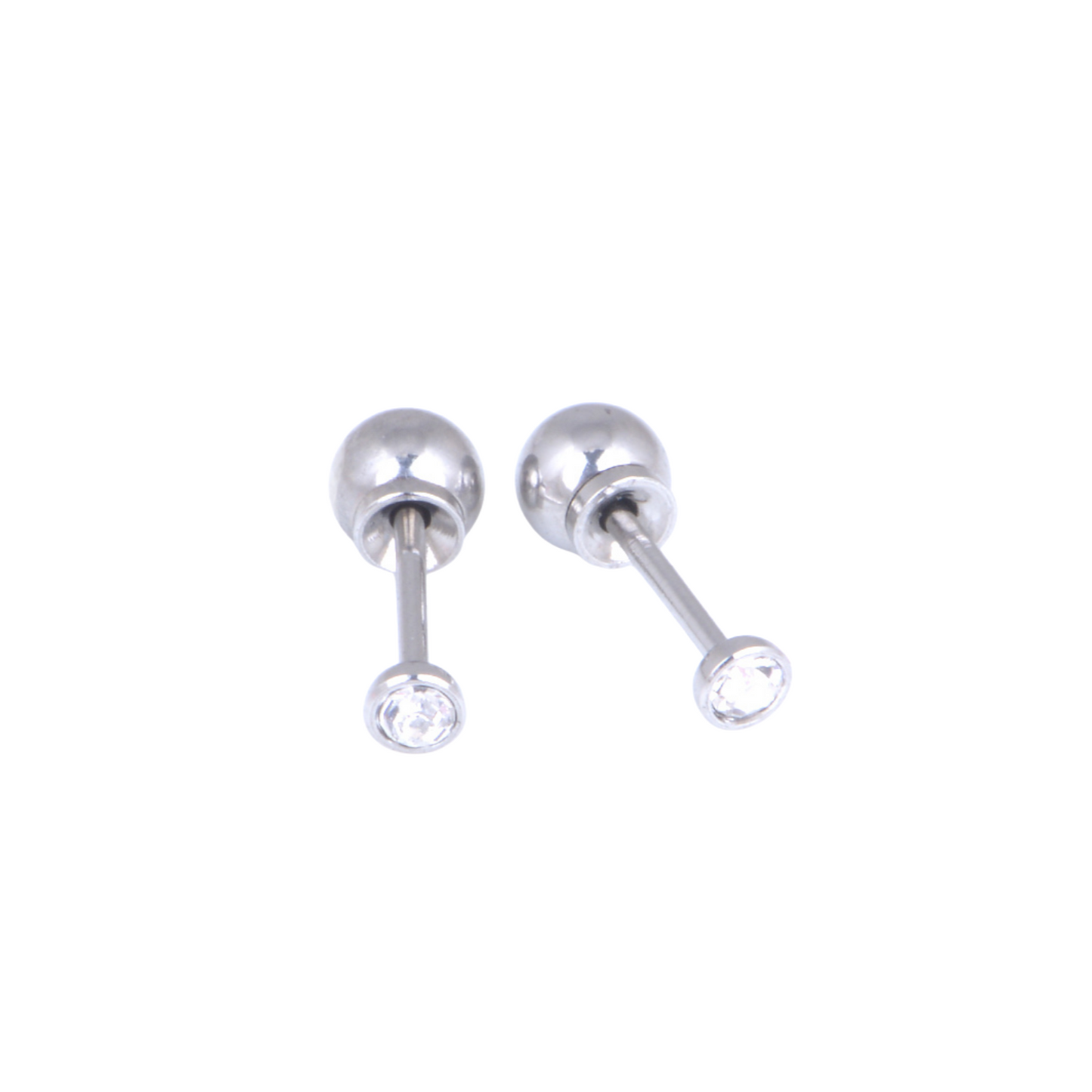 3mm Bezel Set Clear Cubic Zirconia White Gold Stud