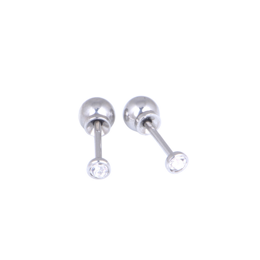 3mm Bezel Set Clear Cubic Zirconia White Gold Stud