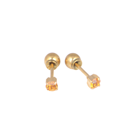 3mm Prong Set November Topaz Yellow Gold Stud
