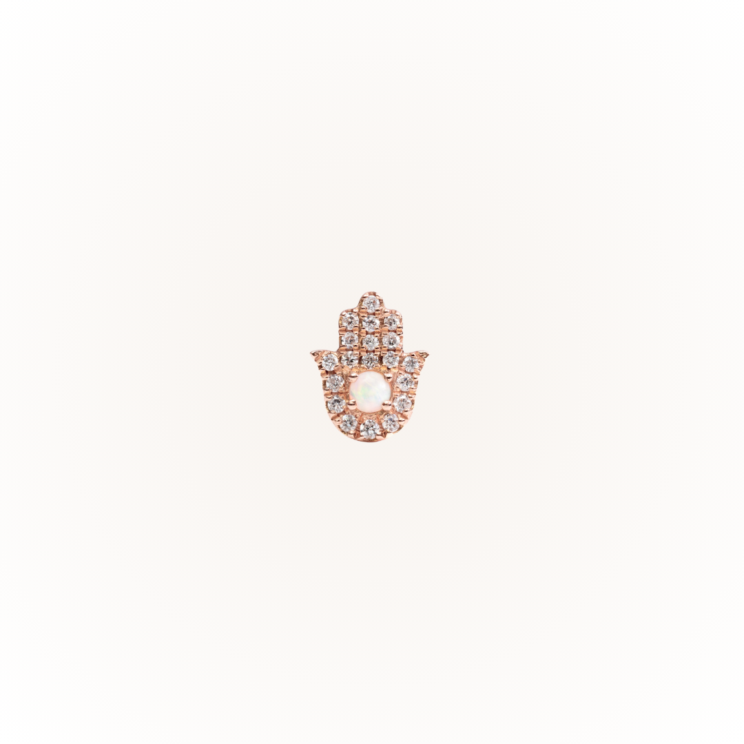Protección en oro rosa - Pendiente de rosca plana con diamante