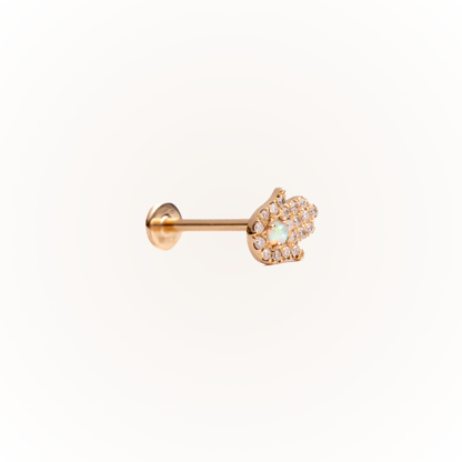 Protección en oro amarillo: pendiente plano con rosca de diamante