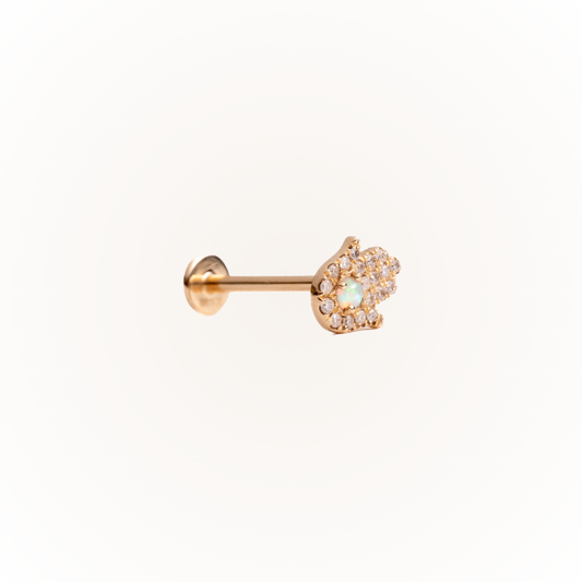 Protection in Yellow Gold - Diamond Threaded Flatback Stud