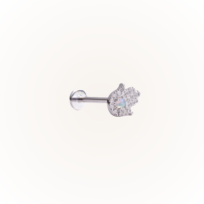 Protección en oro blanco: pendiente plano con rosca de diamante