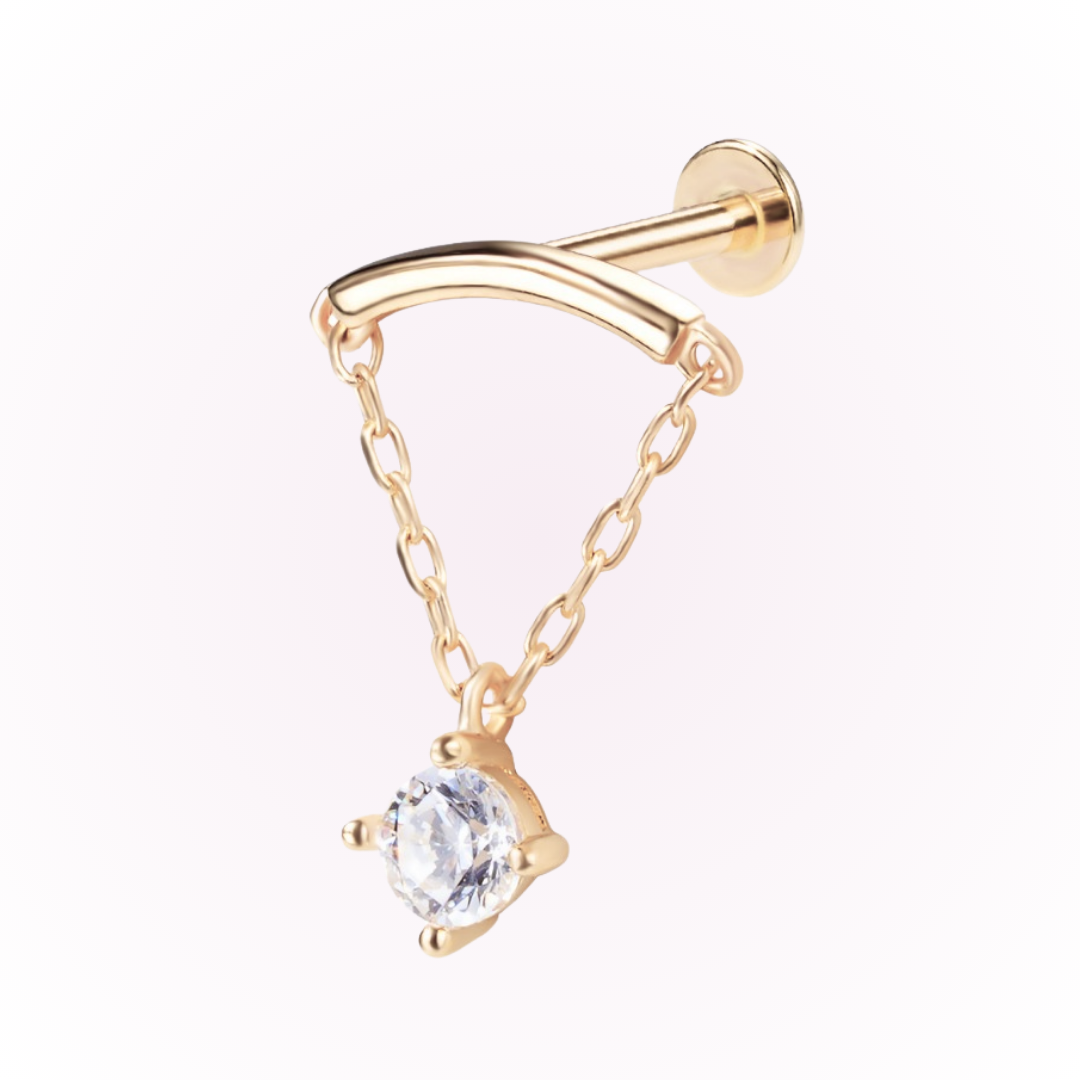 North Star – Chain Drop Cubic Zirconia Threadless Flat Back Stud