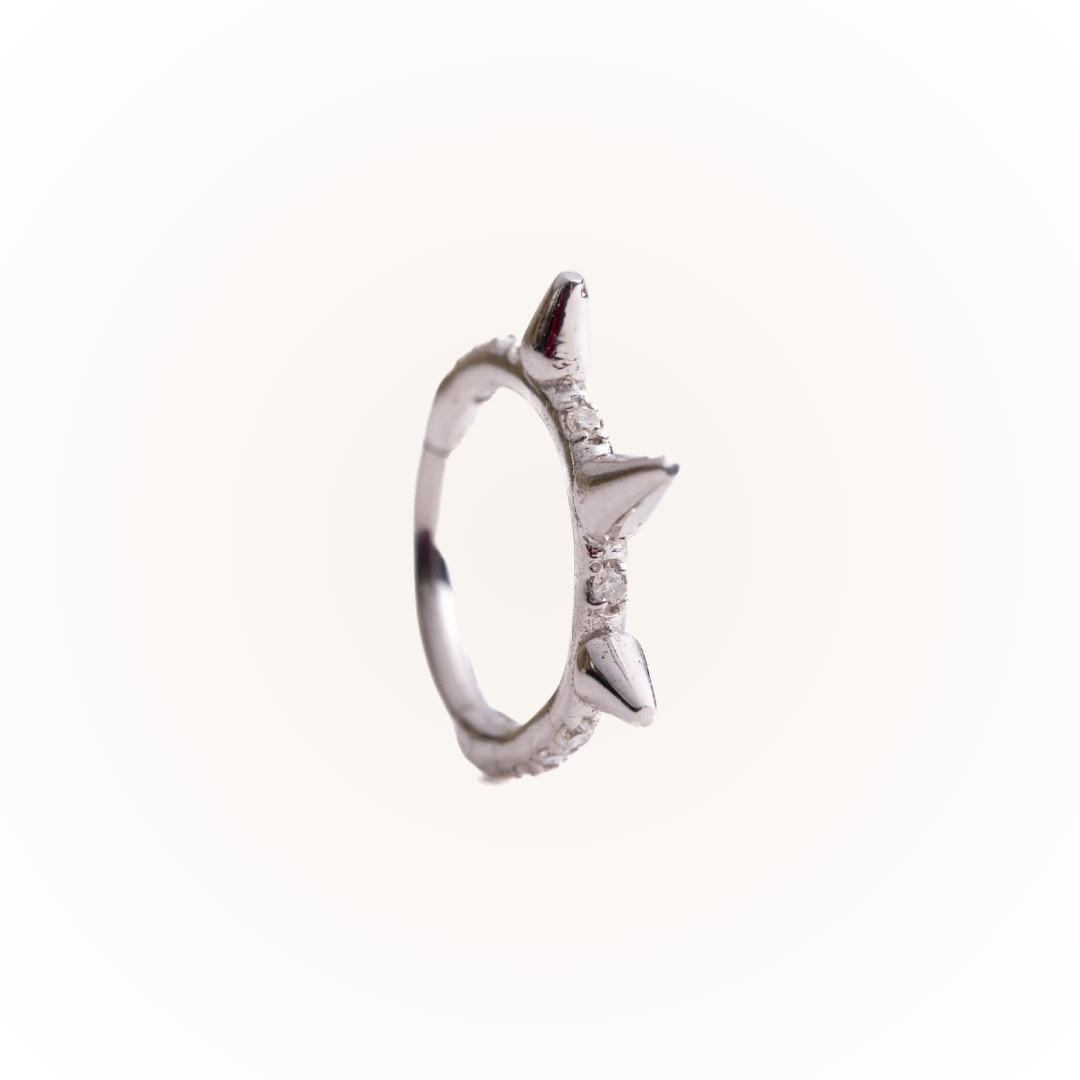 Briar en oro blanco - Aro articulado sin costuras con diamantes