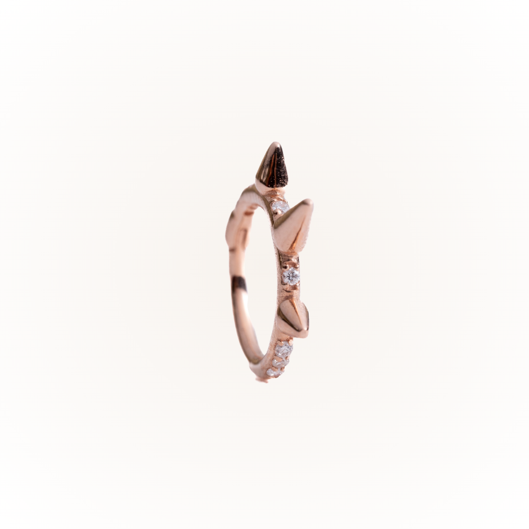 Briar en oro rosa - Aro articulado sin costuras con diamantes