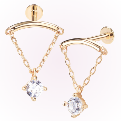 North Star – Chain Drop Cubic Zirconia Threadless Flat Back Stud