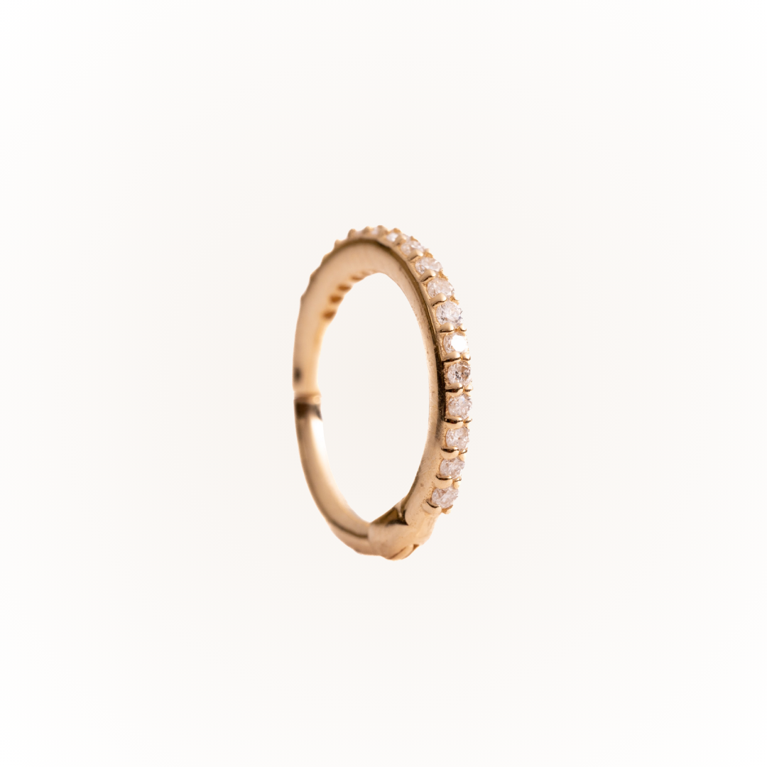 Infinite in Yellow Gold - Diamond Seamless Hinged Hoop