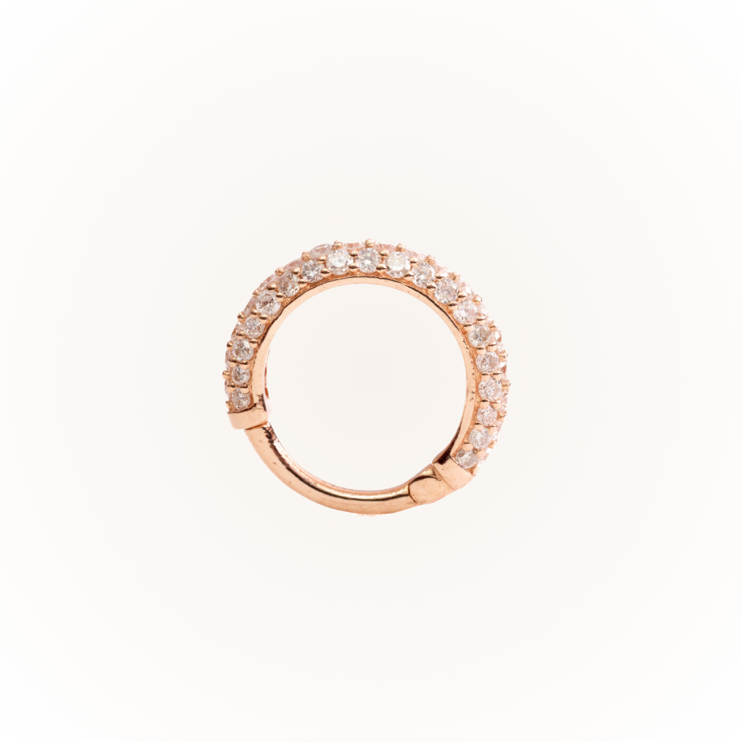 Aro articulado sin costuras con diamantes, eterno en oro rosa