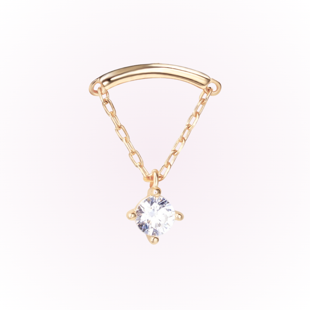 North Star – Chain Drop Cubic Zirconia Threadless Flat Back Stud