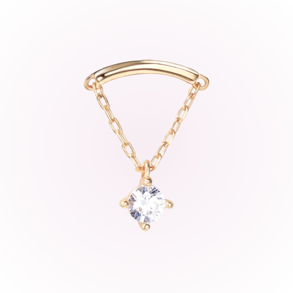 North Star – Chain Drop Cubic Zirconia Threadless Flat Back Stud