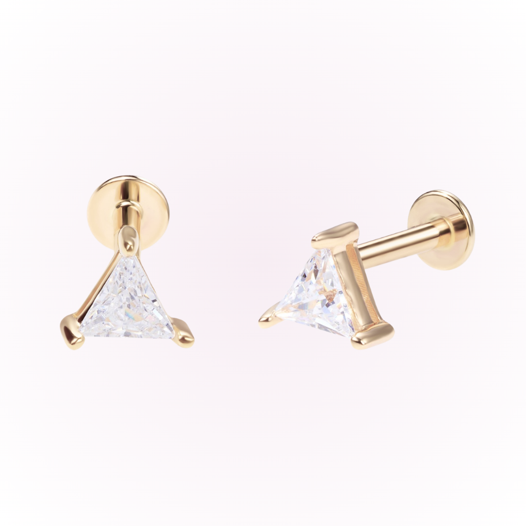 Sight – Triangle Cubic Zirconia Threadless Flat Back Stud