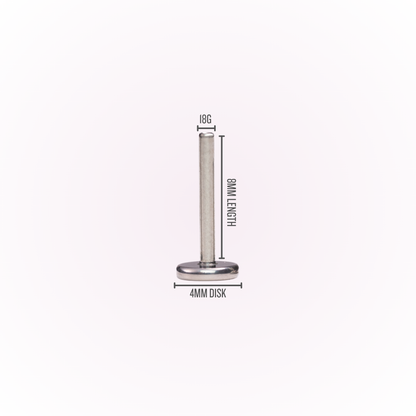 18G Threadless Titanium Flat Back with 4mm Disk - Sold Single