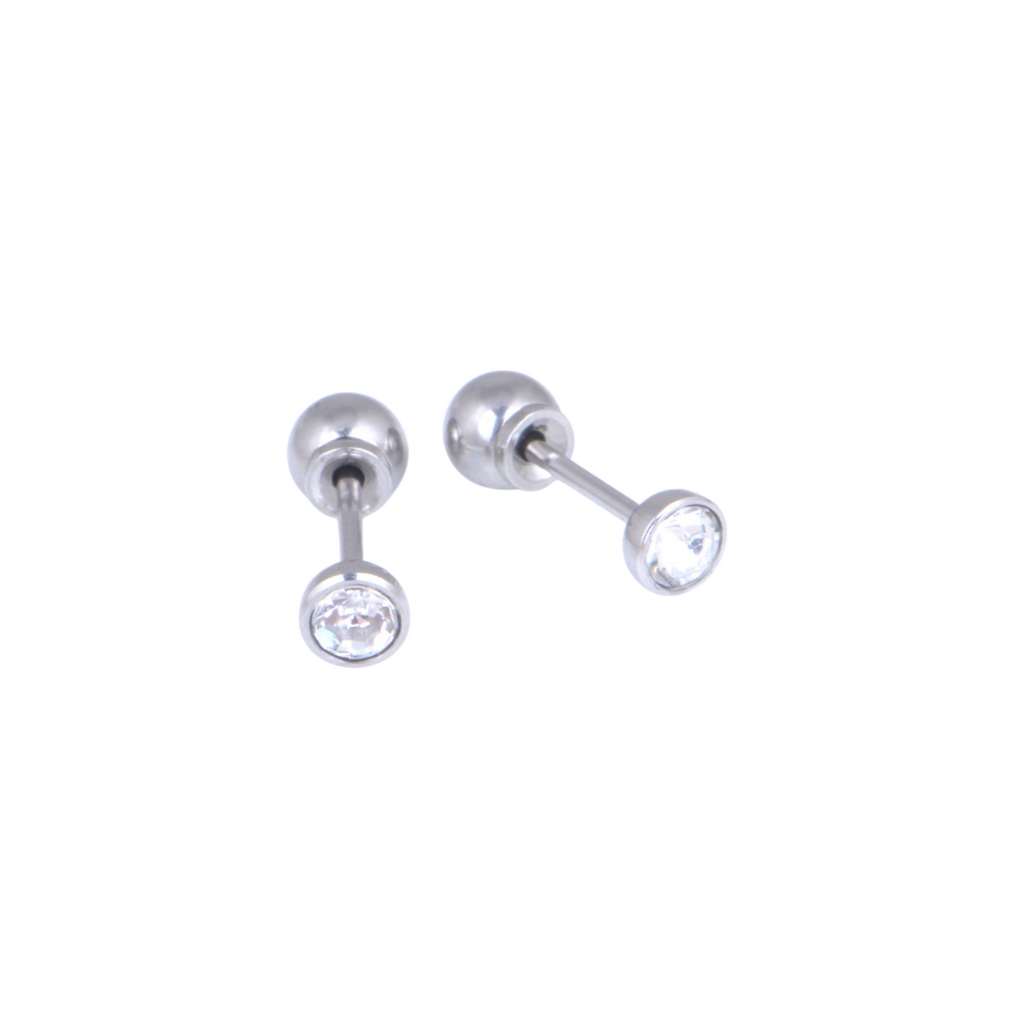 4mm Bezel Set Clear Cubic Zirconia White Gold Stud