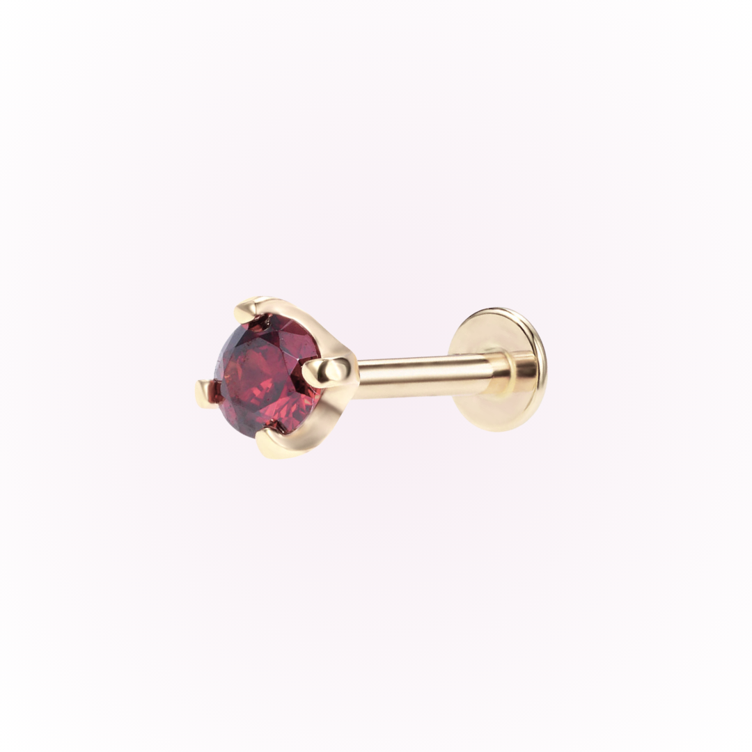 January – Garnet Prong Set Threadless Flat Back Stud